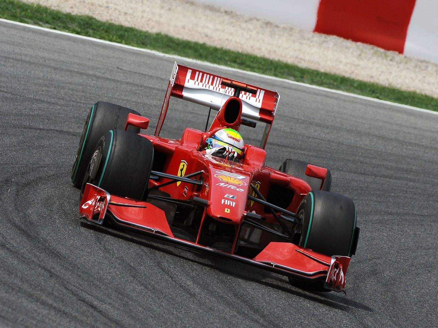Ferrari Formula 1 car cornering on a race track